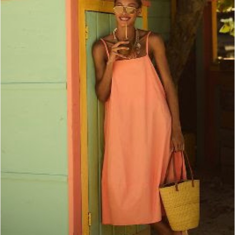 SELF CONTRAST BARE SLEEVELESS BARREL MIDI DRESS